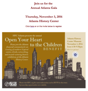 HFC Help For Children Atlanta Gala- November 3, 2016