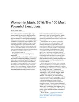 BillBoards Top Women in Music 2016 Rob Davis LLC